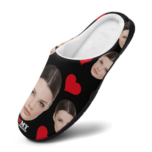 Customizable Photo Slippers Adults Men Slippers Funny Slippers Durable Rubber Sole Anti-Slip Slippers House Slippers Indoor Outdoor Personalized Valentine's Day Gifts Slippers Short Plush