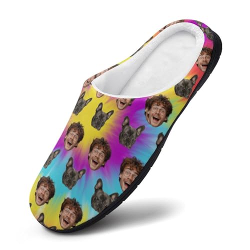 Plujam Custom Slippers with Photo Slippers Dog Face Slippers Durable Rubber Sole Personalized Slipper for Men Indoor Mens Funny Slippers Slippers Non-Slip Slippers New Year Gifts for Pet Owners