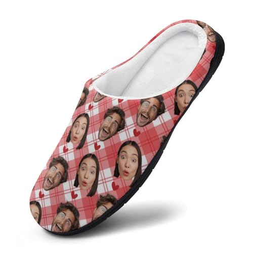 Plujam Custom Photo Slippers Gifts for Men Funny Gifts for Women on Christmas Durable Rubber Sole Non Slip Slippers House Slippers Indoor Outdoor Personalized Slippers Funny Slippers for Adults