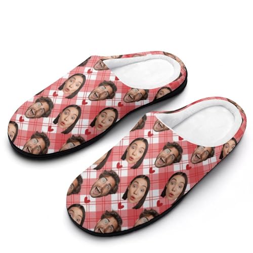 Plujam Custom Photo Slippers Gifts for Men Funny Gifts for Women on Christmas Durable Rubber Sole Non Slip Slippers House Slippers Indoor Outdoor Personalized Slippers Funny Slippers for Adults
