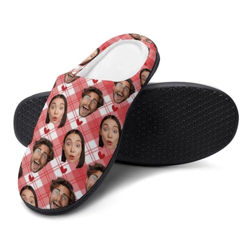 Plujam Custom Photo Slippers Gifts for Men Funny Gifts for Women on Christmas Durable Rubber Sole Non Slip Slippers House Slippers Indoor Outdoor Personalized Slippers Funny Slippers for Adults