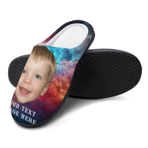Plujam Custom Slippers Personalized Photo Slippers Durable Rubber Sole Adults Men Slippers Customizable Images & Text Slipper for Men Indoor Non Slip Slippers House Shoes Funny Slippers for Adults