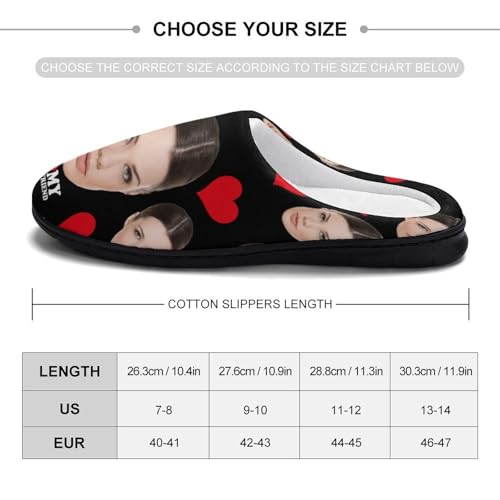 Customizable Photo Slippers Adults Men Slippers Funny Slippers Durable Rubber Sole Anti-Slip Slippers House Slippers Indoor Outdoor Personalized Valentine's Day Gifts Slippers Short Plush