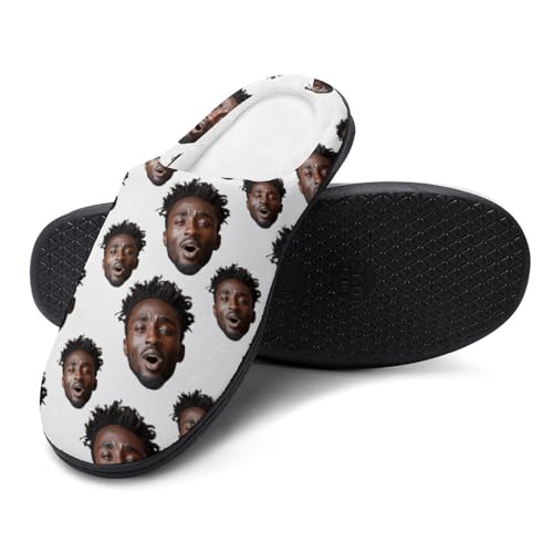 Custom Photo Slippers Custom Face Images Slippers Personalized Slippers for Man Funny Slippers for Family Durable Rubber Sole Anti-Slip Slippers House Slippers Indoor Short Plush Slippers
