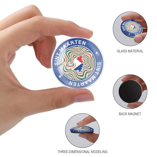 Customize 2 PCS Glass Fridge Magnets - Sint Maarten Flag Magnet for Cabinet Household and Locker Decoration, Country Travel Theme Souvenir Cute Holiday Personalized Gifts