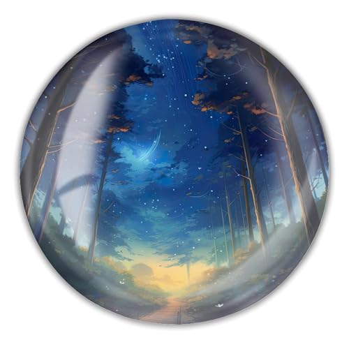 4PCS Magnets for Refrigerator, Foggy Forest Tree Mountain Glass Refrigerator Magnet, Forest Night Sky Decorative Magnets for Fridge Mom Gifts for Office, Cabinet, Kitchen, Crafts, Pictures, Household
