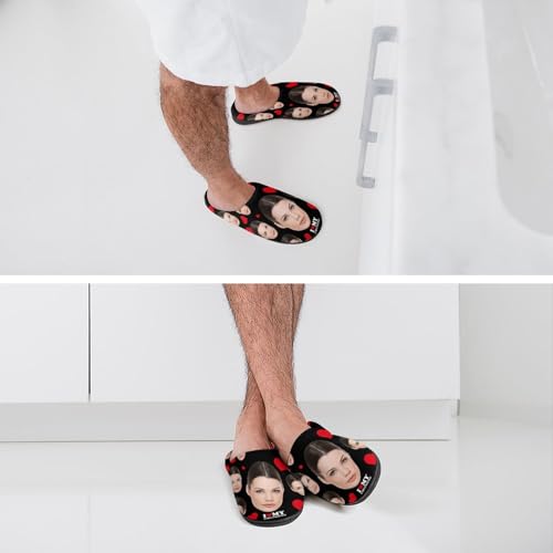 Customizable Photo Slippers Adults Men Slippers Funny Slippers Durable Rubber Sole Anti-Slip Slippers House Slippers Indoor Outdoor Personalized Valentine's Day Gifts Slippers Short Plush