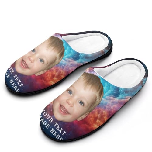 Plujam Custom Slippers Personalized Photo Slippers Durable Rubber Sole Adults Men Slippers Customizable Images & Text Slipper for Men Indoor Non Slip Slippers House Shoes Funny Slippers for Adults