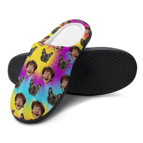 Plujam Custom Slippers with Photo Slippers Dog Face Slippers Durable Rubber Sole Personalized Slipper for Men Indoor Mens Funny Slippers Slippers Non-Slip Slippers New Year Gifts for Pet Owners