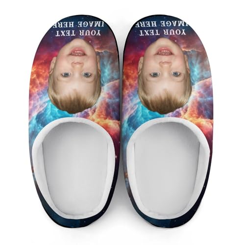 Plujam Custom Slippers Personalized Photo Slippers Durable Rubber Sole Adults Men Slippers Customizable Images & Text Slipper for Men Indoor Non Slip Slippers House Shoes Funny Slippers for Adults