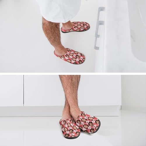 Plujam Custom Photo Slippers Gifts for Men Funny Gifts for Women on Christmas Durable Rubber Sole Non Slip Slippers House Slippers Indoor Outdoor Personalized Slippers Funny Slippers for Adults