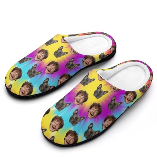 Plujam Custom Slippers with Photo Slippers Dog Face Slippers Durable Rubber Sole Personalized Slipper for Men Indoor Mens Funny Slippers Slippers Non-Slip Slippers New Year Gifts for Pet Owners