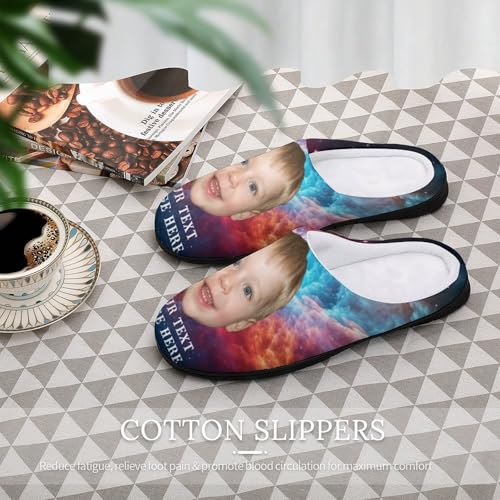 Plujam Custom Slippers Personalized Photo Slippers Durable Rubber Sole Adults Men Slippers Customizable Images & Text Slipper for Men Indoor Non Slip Slippers House Shoes Funny Slippers for Adults