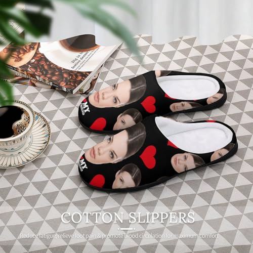 Customizable Photo Slippers Adults Men Slippers Funny Slippers Durable Rubber Sole Anti-Slip Slippers House Slippers Indoor Outdoor Personalized Valentine's Day Gifts Slippers Short Plush