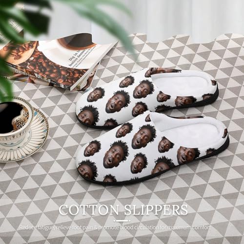 Custom Photo Slippers Custom Face Images Slippers Personalized Slippers for Man Funny Slippers for Family Durable Rubber Sole Anti-Slip Slippers House Slippers Indoor Short Plush Slippers