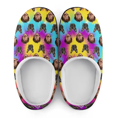 Plujam Custom Slippers with Photo Slippers Dog Face Slippers Durable Rubber Sole Personalized Slipper for Men Indoor Mens Funny Slippers Slippers Non-Slip Slippers New Year Gifts for Pet Owners