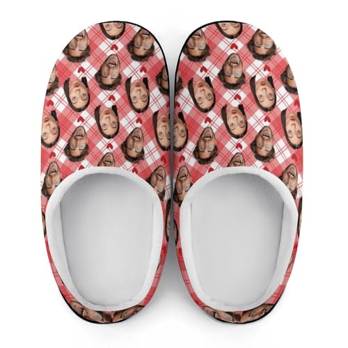 Plujam Custom Photo Slippers Gifts for Men Funny Gifts for Women on Christmas Durable Rubber Sole Non Slip Slippers House Slippers Indoor Outdoor Personalized Slippers Funny Slippers for Adults