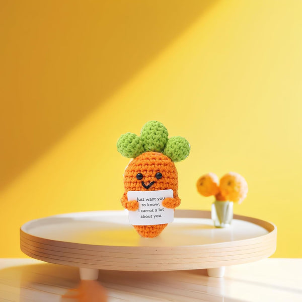 Kuppi Personalized Positive Crochet Animals Cute Stuff Funny Handmade Inspirational Gifts for Women Men Valentine's Day Birthday Presents Emotional Motivational Decor(Carrot)