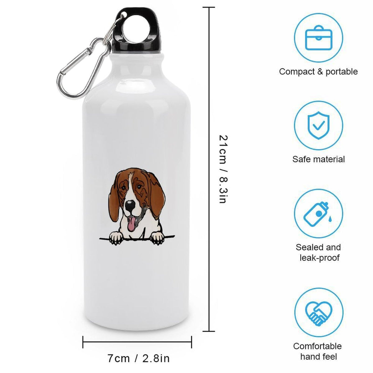 Kidrex Custom Travel Bottles 20 OZ Dog Lovers Reusable Water Bottles Treeing Walker Coonhound Car Cracking Dog Water Jug Leak Proof Hiking Survival Accessories