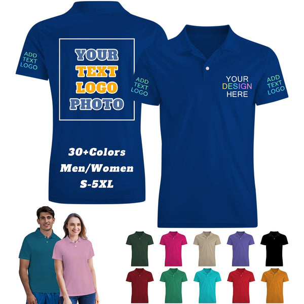 Custom Polo Shirts for Men Women Design Your Own Logo Customize Golf Shirt Gifts Workwear Personalized Business Shirts Short Sleeve, S-5XL