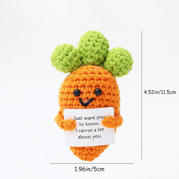 Kuppi Personalized Positive Crochet Animals Cute Stuff Funny Handmade Inspirational Gifts for Women Men Valentine's Day Birthday Presents Emotional Motivational Decor(Carrot)