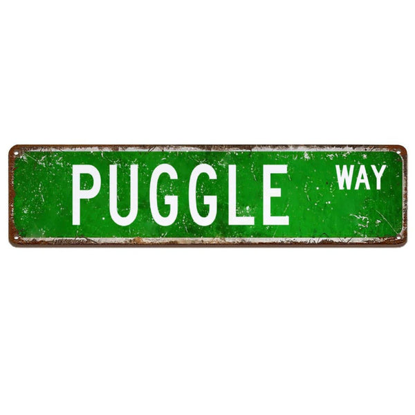 Custom Road Signs Personalized, Customize Metal Signs, Puggle Animal Street Sign Indoor Outdoor Use, Funny Puggle Slow Down Sign Metal Poster Wall Decor for Kitchen Living Room Store - Custom Color