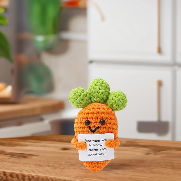 Kuppi Personalized Positive Crochet Animals Cute Stuff Funny Handmade Inspirational Gifts for Women Men Valentine's Day Birthday Presents Emotional Motivational Decor(Carrot)