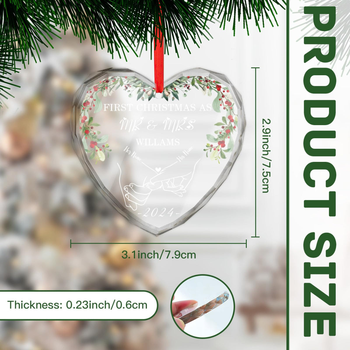 Couple Personalized Christmas Ornament 2024 Engagement Gifts for Newlywed Frist Christmas As Mr&Mrs Wedding Gifts Ideas Bridal Shower (Design 01)