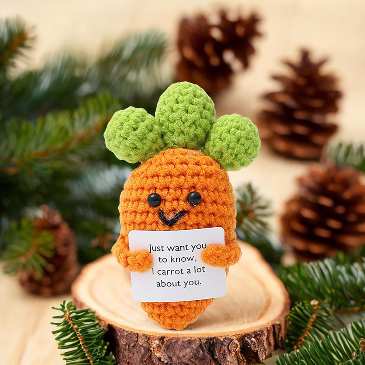 Kuppi Personalized Positive Crochet Animals Cute Stuff Funny Handmade Inspirational Gifts for Women Men Valentine's Day Birthday Presents Emotional Motivational Decor(Carrot)