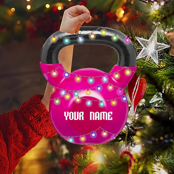 Christmas Sports Collection Ornaments for Christmas Tree Kettlebell Weight Personalized 2D Fitness Gifts for Gym Workout Lovers Trainer Coach - Fitness Gifts for Men - Custom Name Acrylic Keepsake