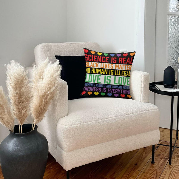 Decorative Pillow Covers - LGBTQ Standard Pillowcase 16" x 16" Science is Real Black Lives Matter Pillows for Couch with Hidden Zipper for Office Home Outdoor Double Side