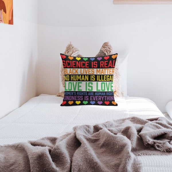 Decorative Pillow Covers - LGBTQ Standard Pillowcase 16" x 16" Science is Real Black Lives Matter Pillows for Couch with Hidden Zipper for Office Home Outdoor Double Side