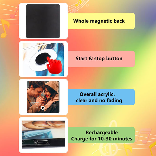 Custom Fridge Magnet Music Album Fridge Sticker Spotify Plaque Magnet Player with Photo Song Christmas Valentine's Day Personalized Gifts for Couples Music Lovers(Style04)