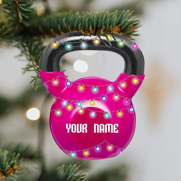 Christmas Sports Collection Ornaments for Christmas Tree Kettlebell Weight Personalized 2D Fitness Gifts for Gym Workout Lovers Trainer Coach - Fitness Gifts for Men - Custom Name Acrylic Keepsake