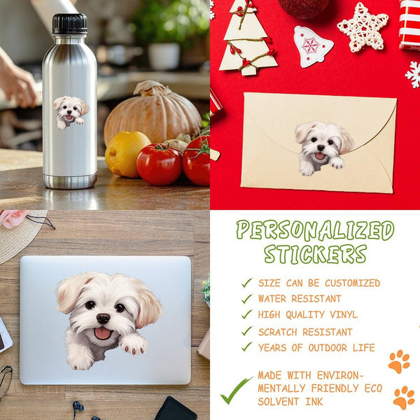 Maltese Dog Stickers - Vinyl Decal Dog Car Cracking Bumper Sticker Dog Mom Dad Christams Gifts Die Cut Decals with Multiple Size Decorations for Snowboard Windows Heat and Cold Resistant 8 Inch