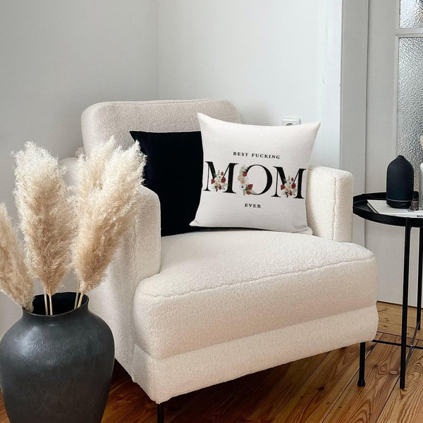 Best Fucking Mom Ever Throw Pillow Cases - Square 22 Inch Best Fucking Mom Ever Standard Pillowcase with Zipper, Wreath Decorative Gifts for Mom, Bed Bedroom Decorations, 2 Side