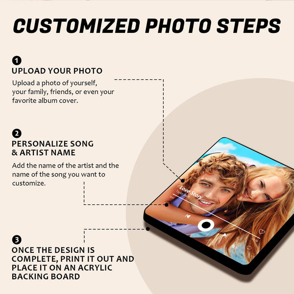 Custom Music Fridge Magnet with Photo, Song & Album Cover Personalized Music Refrigerator Magnet Christmas Valentine's Day Personalized Gifts for Couples (Style 04)