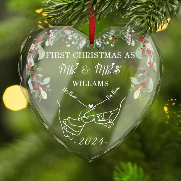 Couple Personalized Christmas Ornament 2024 Engagement Gifts for Newlywed Frist Christmas As Mr&Mrs Wedding Gifts Ideas Bridal Shower (Design 01)