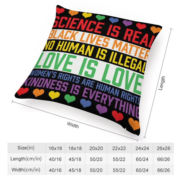 Decorative Pillow Covers - LGBTQ Standard Pillowcase 16" x 16" Science is Real Black Lives Matter Pillows for Couch with Hidden Zipper for Office Home Outdoor Double Side