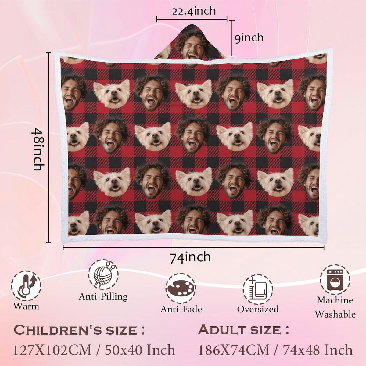 Haneni Wearable Blanket Hoodie Custom Gift - Blanket for Women Men Adult Kids Christmas Gifts for Mom, Comfy Hoodies Flannel Cozy Sherpa Fleece Warm Blanket Funny Birthday Coolest Gifts for Girlfriend