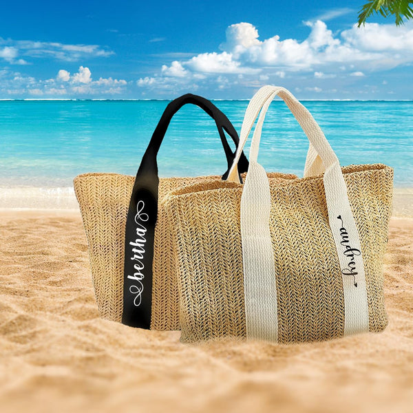 Personalized Beach Bag Custom Tote Bag For Women Burlap Bags With Your Name For Bridesmaid Gifts Bag Handmade Bag For Holiday Travel Bridal Party Personalized Gifts For Her Name Jute Tote Bag