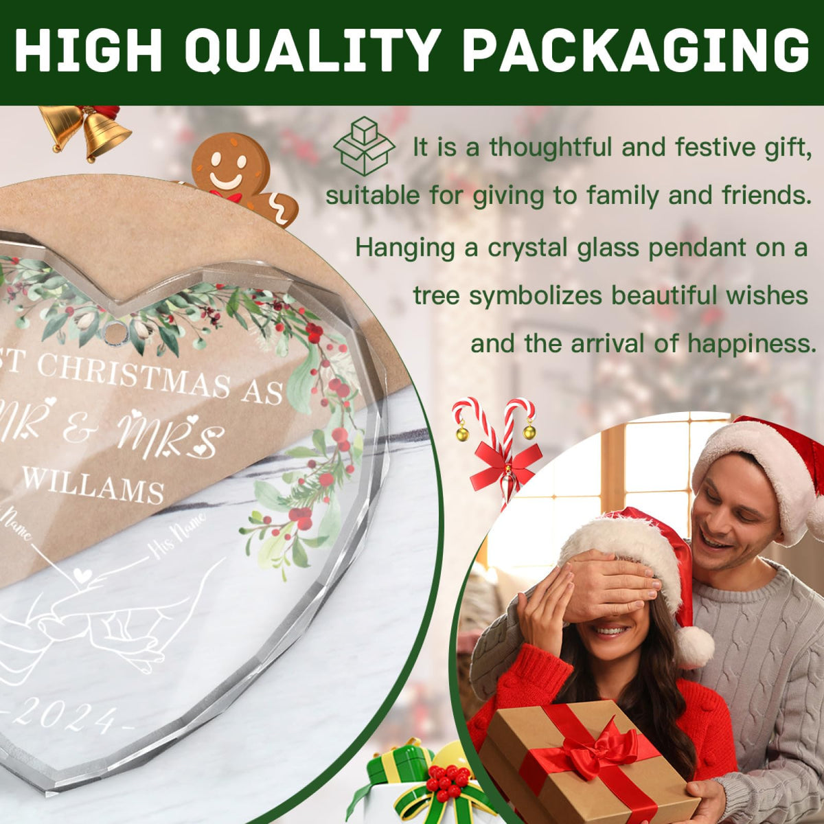 Couple Personalized Christmas Ornament 2024 Engagement Gifts for Newlywed Frist Christmas As Mr&Mrs Wedding Gifts Ideas Bridal Shower (Design 01)