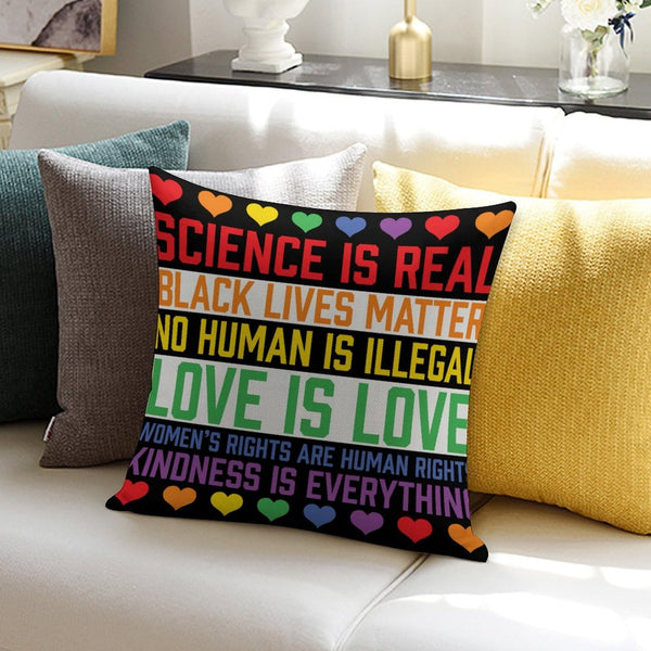 Decorative Pillow Covers - LGBTQ Standard Pillowcase 16" x 16" Science is Real Black Lives Matter Pillows for Couch with Hidden Zipper for Office Home Outdoor Double Side