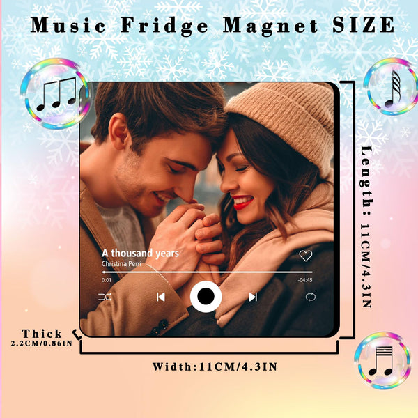 Custom Fridge Magnet Music Album Fridge Sticker Spotify Plaque Magnet Player with Photo Song Christmas Valentine's Day Personalized Gifts for Couples Music Lovers(Style04)