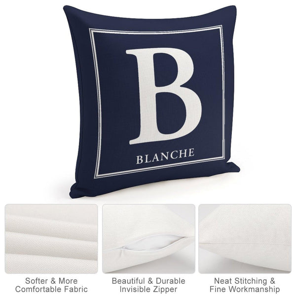 Personalized Pillow Cases 22" x 22" Customize Accent Toss Pillowcase with Letter Name Square Pillow Covers Love Souvenir Car Home Modern Decor White Cotton Linen