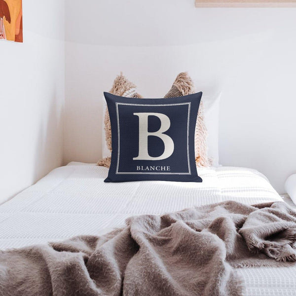 Personalized Pillow Cases 22" x 22" Customize Accent Toss Pillowcase with Letter Name Square Pillow Covers Love Souvenir Car Home Modern Decor White Cotton Linen