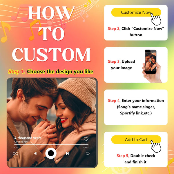 Custom Fridge Magnet Music Album Fridge Sticker Spotify Plaque Magnet Player with Photo Song Christmas Valentine's Day Personalized Gifts for Couples Music Lovers(Style04)