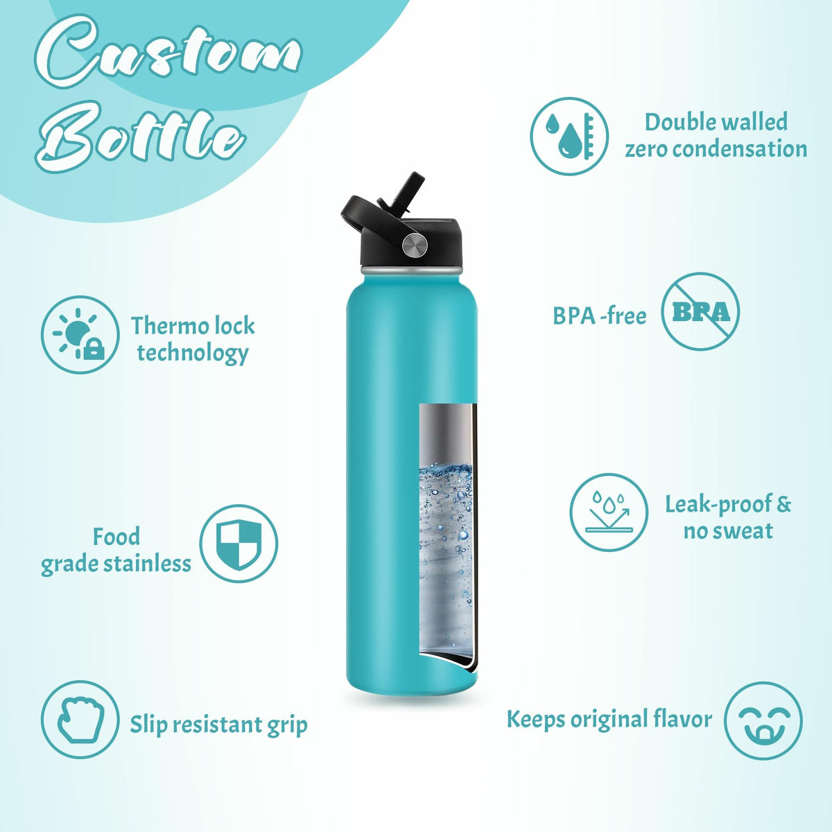 Personalized Water Bottles for School Custom Thermos Water Bottle for Kids with Straw Stainless Steel Tumbler for Girls Boys Back to School Gift Cup for Kids Women Men