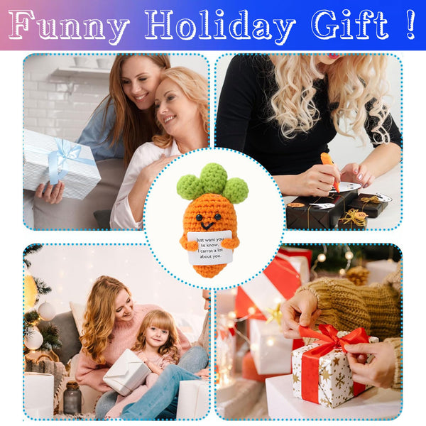 Kuppi Personalized Positive Crochet Animals Cute Stuff Funny Handmade Inspirational Gifts for Women Men Valentine's Day Birthday Presents Emotional Motivational Decor(Carrot)