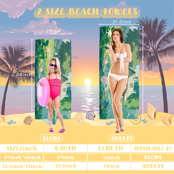 Kidrex Personalized Beach Towel for Kids Girls Boys Adults Quick Dry Custom Towels for Beach Pool Bath with Names Customized Gifts, Mermaid Scales